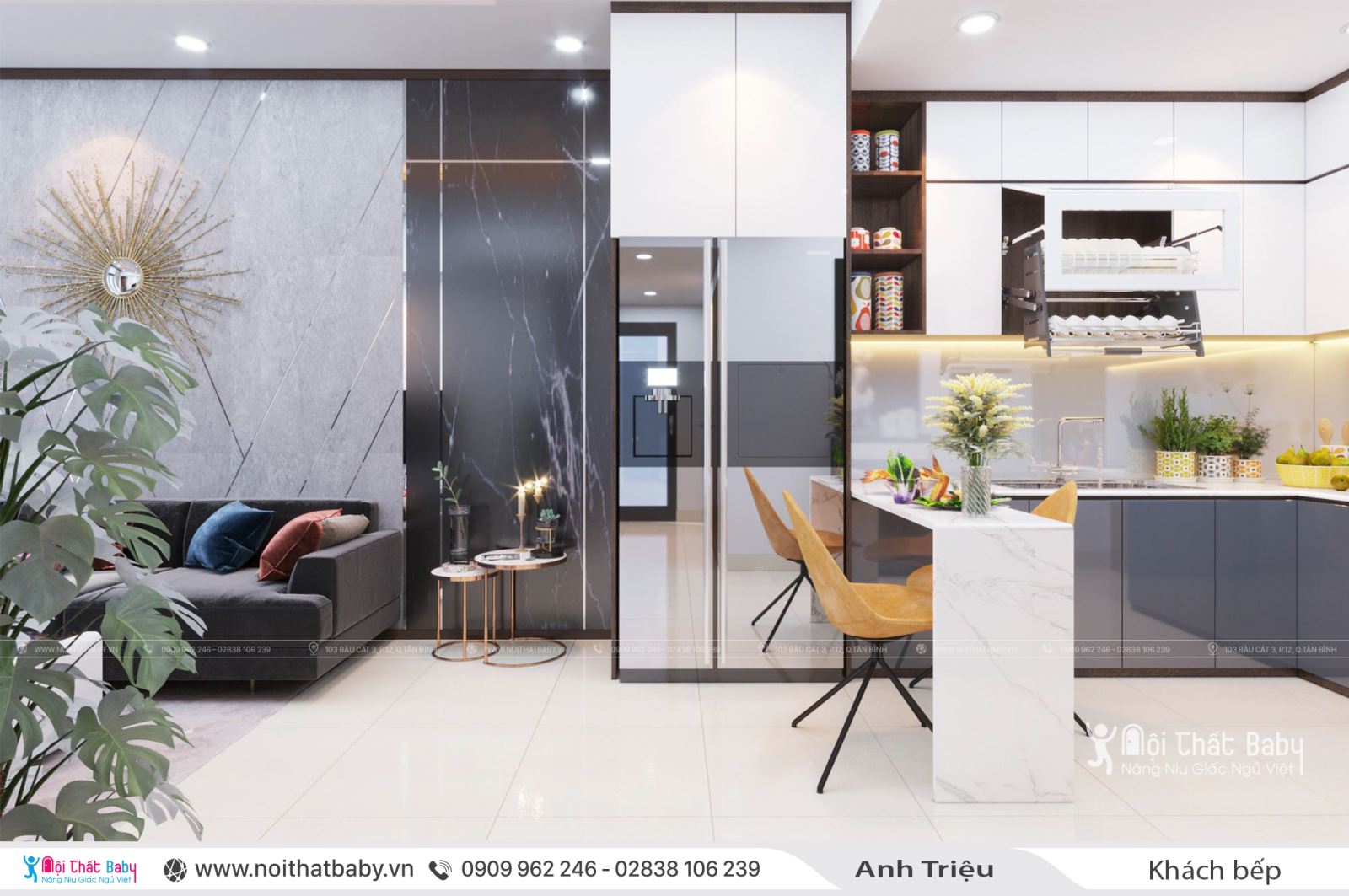 Thiết kế nội thất nguyên căn nhà anh Triệu tại Emerald Celadon City 72m2